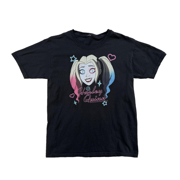 Harley Quinn Shirt Youth Large Black DC Comics Graphic Tee Cartoon Superhero - Picture 1 of 5